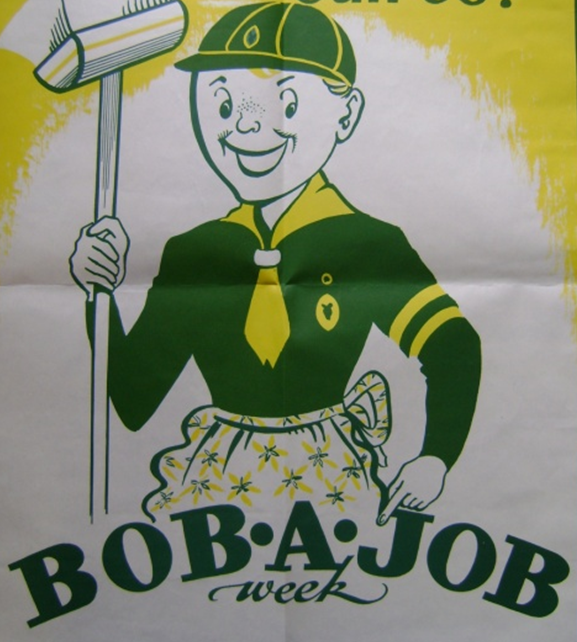 An archival poster of 'Bob a Job Week' by the Scout Association, a youth organisation explored in this journal article by Professor Sarah Mills