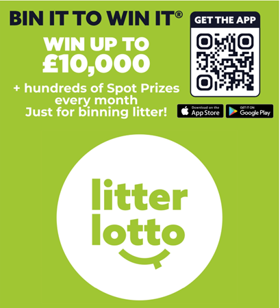 An advert for 'Litter Lotto', a mobile application discussed in this journal article by Professor Sarah Mills