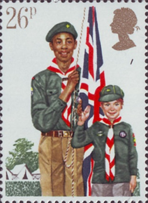 A stamp of two Boy Scouts, a youth organisation explored in this journal article on youth citizenship by Professor Sarah Mills